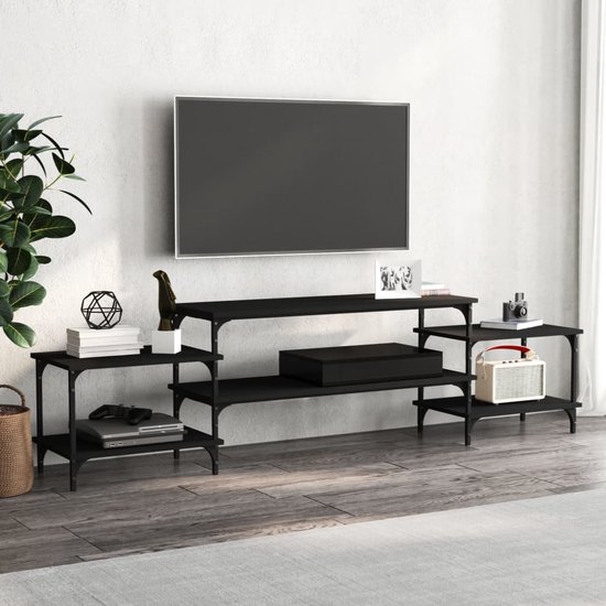 The Living Store TV-meubel zwart - 197 x 35 x 52 cm - hoge kwaliteit