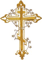 Kruis Cross Strijk Embleem Patch Goud 20 cm / 28.5 cm / Goud Zilver