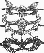 Set van 3 verschillende Venetiaanse Maskers - Venetiaans Oogmasker - Maskerade - Burlesque - Venetiaans Masker - Elegante maskers - Sexy maskers - Leuk voor gala, carnaval, halloween, feesten, webcam - set variant #1