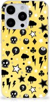 Silicone Back Cover Geschikt voor iPhone 15 Pro Telefoon Hoesje Punk Yellow