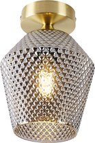 QAZQA karce - Art Deco Dimbare LED Smart Plafondlamp incl. wifi met Dimmer - 1 lichts - Ø 17 cm - Messing - Woonkamer | Slaapkamer | Keuken