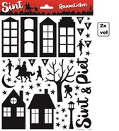 2x Raamsticker A4 Sint en Piet - Sinterklaas feest Thema feest versiering raam stickers fun