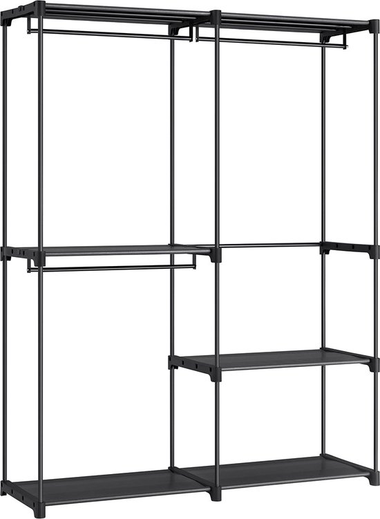 Open Kledingkast - Metalen frame - Verschillende standen mogelijk - Zwart