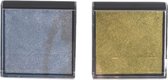2x stempelkussen goud en zilver - 3x3 cm klein inktkussen - silver&gold - inkt