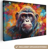 Peinture sur toile Singe - Gorilla - Graffiti - Animaux - Couleurs - 30x20 cm - Décoration murale