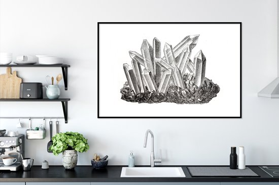 Photo encadrée - Une illustration de pierres précieuses sortant du sol Cadre photo noir avec passe-partout blanc xxl 120x80 cm - Affiche encadrée (Décoration murale salon / chambre)