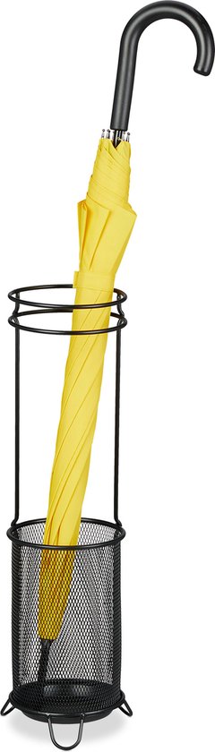 Porte-parapluie Standard en métal noir 525x16 cm, design moderne, rangement en maille, parapluies, cannes de marche