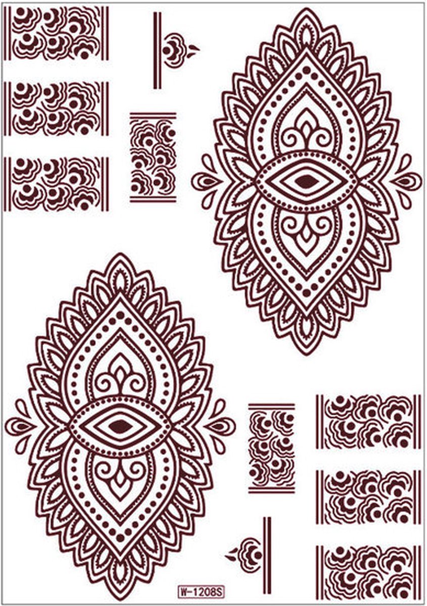 Hiden - Henna tattoo - Neptattoo Volwassenen - Henna Sjabloon - Festival - Outfit - Tattoo set - Ovaal