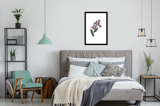 Bloem orchidée violette sur fond blanc 40x60 cm