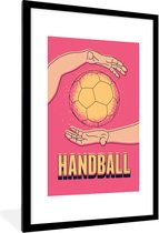 Handball sur fond rose 80x120 cm