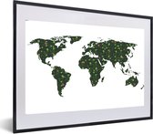 Fotolijst incl. Poster - Wereldkaart - Tropische Planten - Wit - 60x40 cm - Posterlijst