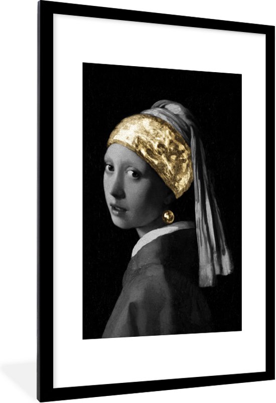 Fotolijst incl. Poster - Meisje met de parel - Johannes Vermeer - Goud - 60x90 cm - Posterlijst