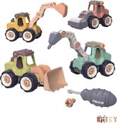 Bitey - Compleet set met 4 Werkvoertuigen - Educatief - Montessori - Speelgoed - Sensorisch Speelgoed - Ontwikkeling - Kind - Leerzaam - Kinderspeelgoed - Speelgoed 3 jaar