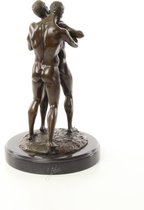 bronzen beeld van twee naakte mannen omhelzing, AN EROTIC BRONZE SCULPTURE OF TWO MALE NUDES Hoogte:31,4 Breedte:18,9 Lengte:18,9