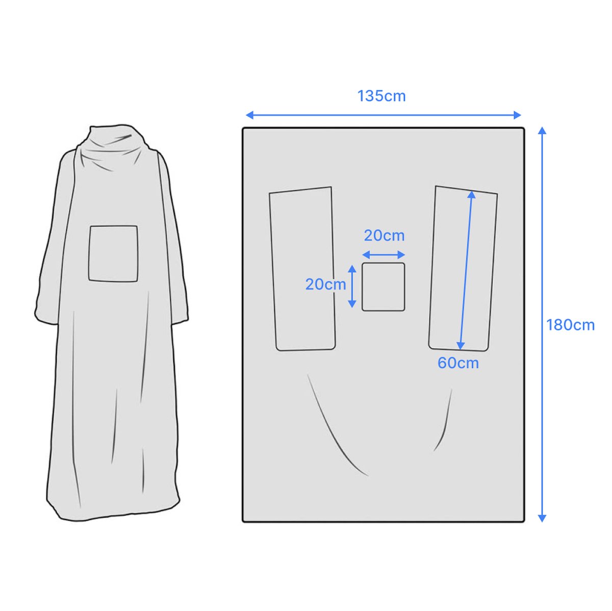 Geasy Fleece Deken met MOUWEN - Handige buidelzak - 135 X 180 - Licht Grijs - Plaid met mouwen - Fleece deken - Fleece Plaid - Hoodie deken - Plaid - Hoodie blanket - Fleecedeken — cadeau in Wonen & Interieur - foto 6