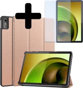 Hoes Geschikt voor Lenovo Tab M10 5G Hoes Luxe Hoesje Book Case Met Screenprotector - Hoesje Geschikt voor Lenovo Tab M10 5G Hoes Cover - Rosé goud