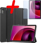 Hoesje Geschikt voor Lenovo Tab M10 5G Hoes Case Tablet Hoesje Tri-fold Met Screenprotector - Hoes Geschikt voor Lenovo Tab M10 5G Hoesje Hard Cover Bookcase Hoes - Zwart