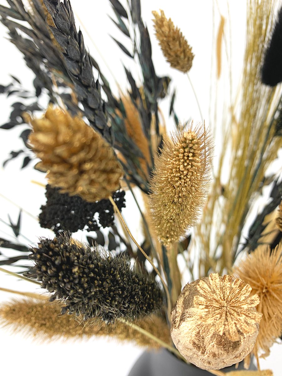 Droogbloemen boeket "Golden Ely" inclusief vaas | 70cm | Chique en Sfeervol | Een perfecte en stijlvolle toevoeging op jouw interieur — cadeau in Wonen & Interieur - foto 5