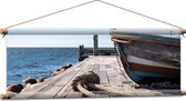 Textielposter - Boot - Touw - Water - Zee - Hout - 90x30 cm Foto op Textiel