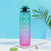Bol.com Waterfles - Waterfles met motivatie - Herbruikbare Duurzame BPA-vrije Waterfles met Drinktuit - Groen/paars - Bidon - Bi... aanbieding