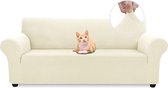 Sofa Cover 4 Seater Elastic Stretch Spandex Sofa Throws Sofa Hoes - Antislip Wasbare Sofa Protector- Bank Cover voor Sofa met armleuningen, Beige