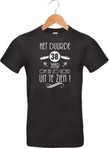 mijncadeautje - T-shirt unisex - zwart - verjaardag - Het duurde 38 jaar - maat XL