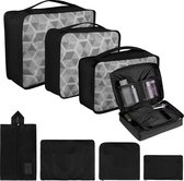 Packing Cubes kofferorganizer, 8 stuks kofferorganizer, pakzakken met schoenenzak, waszak, reisorganizer, kledingtassen voor rugzak (zwart)