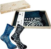 Sock My Feet geschenkdoos sokken dames 39 42 - cadeau voor vrouw - duurzaam - naadloos - Python Zebra