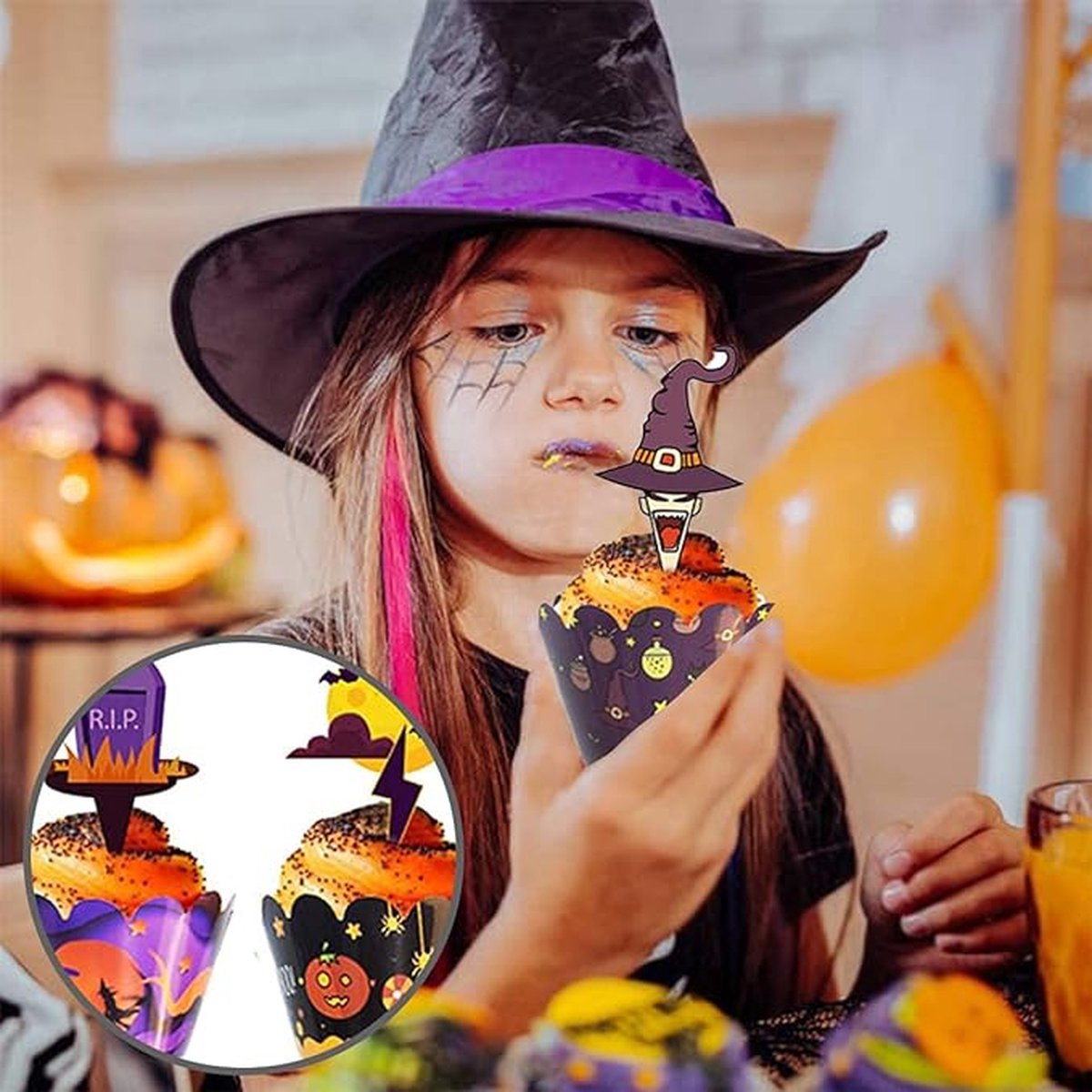 Lot De 48 Décorations De Cupcakes Et Moules à Muffins Pour Halloween