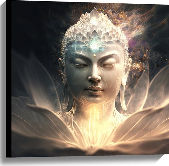 Canvas - Buddha - Licht - Kleuren - 60x60 cm Foto op Canvas Schilderij (Wanddecoratie op Canvas)