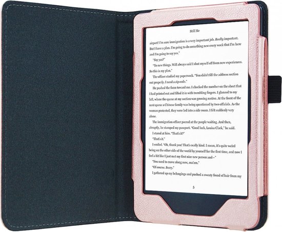 Hoesje geschikt voor Kobo Elipsa - Book Case Premium Sleep Cover Leer Hoes met Auto/Wake Functie - Roségoud van Hoesje  — afbeelding 2