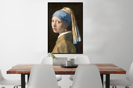 Cadre photo avec affiche - Fille à la boucle d'oreille en perle - Peinture de Johannes Vermeer - 80x120 cm - Cadre pour affiche