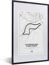 Fotolijst incl. Poster - F1 - Racebaan - Italië - Zwart - Autodromo Enzo e Dino Ferrari - Wit - 40x60 cm - Posterlijst