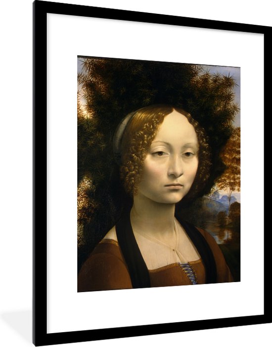Fotolijst incl. Poster - Ginevra de' Benci - Leonardo da Vinci - 60x80 cm - Posterlijst