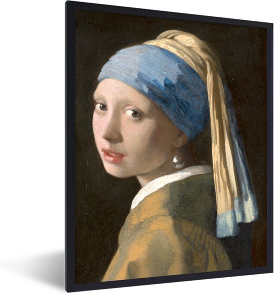 Fotolijst incl. Poster - Meisje met de Parel - Schilderij van Johannes Vermeer - 60x80 cm - Posterlijst