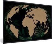 Cadre photo avec affiche - Wereldkaart - Globe - Plantes - 120x80 cm - Cadre pour affiche