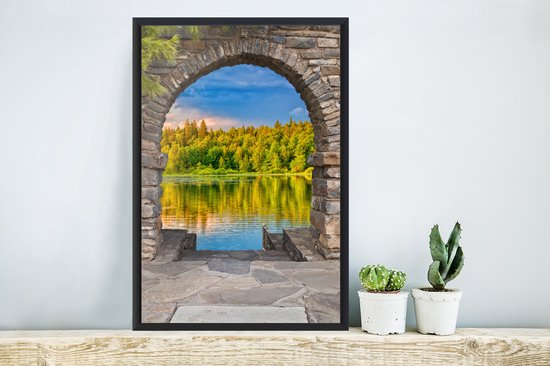 Fotolijst incl. Poster - Bomen - Bos - Water - Doorkijk - 40x60 cm - Posterlijst