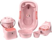 Ensemble de bain complet pour bébé - Rose - Toilette Kinder - Baignoire - Seau de dépôt - Tabouret d'appui - Éducatif - Enfants