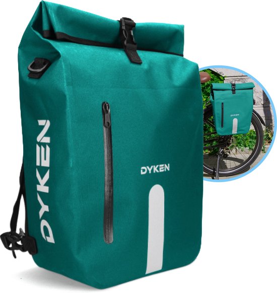 Dyken Pannier Single - Imperméable - Sac à dos de vélo - Sac à bandoulière - 25L - Turquoise