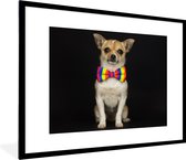 Fotolijst incl. Poster - Hond - Strik - Zwart - 80x60 cm - Posterlijst