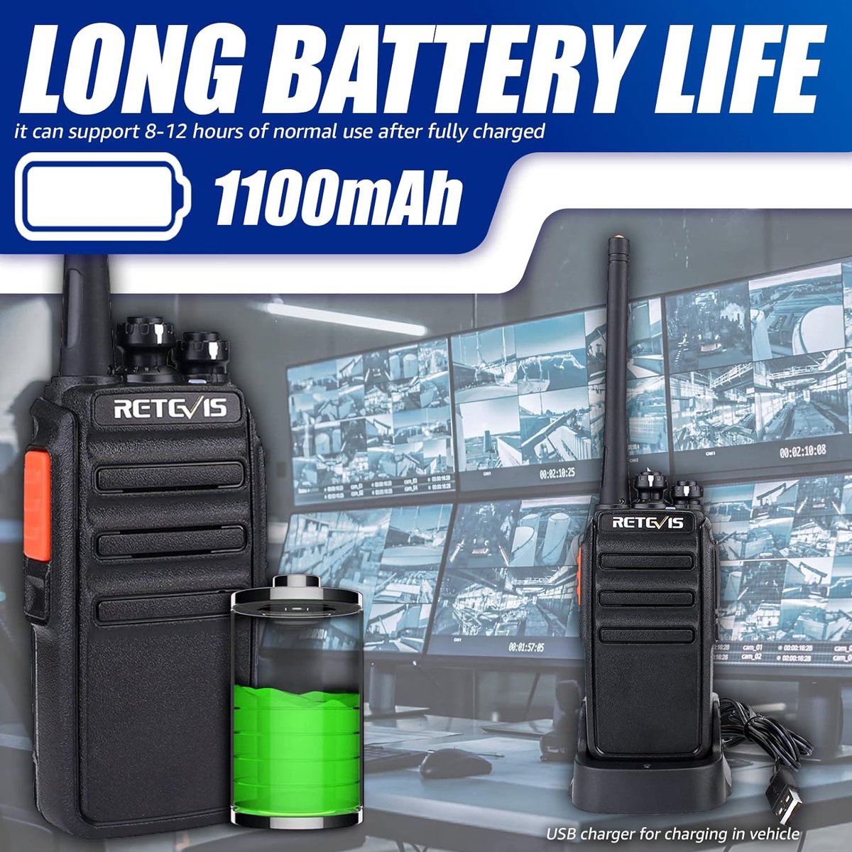 Retevis RT24 Portofoons PMR446 Vergunningsvrije 16 Kanalen Walkie Talkie Met Headset Ctcss Dcs Vox Oplaadbare Walkietalkie Set Met Usb Laadstation En 1100 Mah Lithium Ionbatterij 1 Paar Zwart