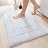 Badmat Antislip Zacht Badkamertapijt Waterabsorberende Badmat Machinewasbare Badmat voor Douche, Bad en Toilet - Wit, 60 x 90 cm