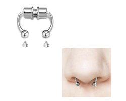 Cabantis Punk Neuspiercing - Fake Piercing - Neusring - Oorbellen - Festival - Magnetisch - Uitwisselbaar - Zilverkleurig