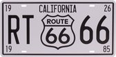 Amerikaans nummerbord - Route 66 Wit/Zwart - California - Metalen bord 15x30