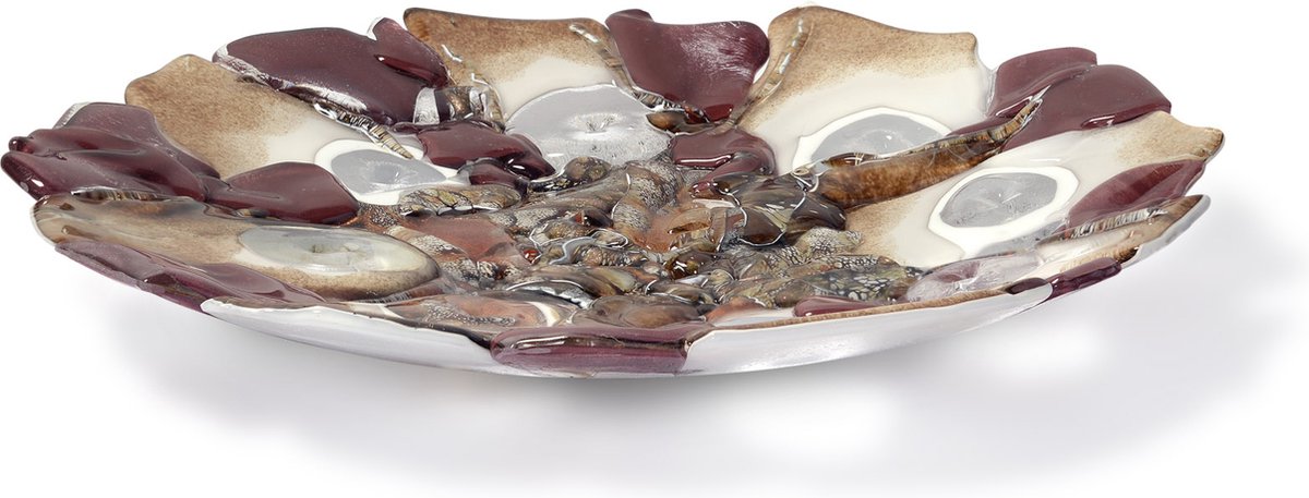 Terroso - Decoratieve Schaal - Fused Glas - Forest - Diameter 40 Cm - Een Uniek Kunstwerk