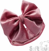 Elegance - Fluwelen Haarband met Strik - Dusty Pink - Maat 0-6 mnd