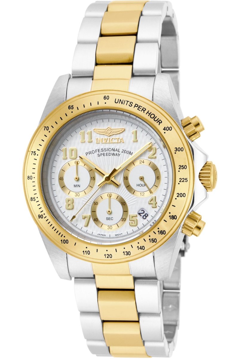 Invicta Speedway 17026 Heren Horloge - Waterdicht - Analoog - Quartz Uurwerk - Roestvrij Staal met witte Wijzerplaat - 39mm