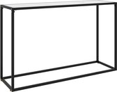 The Living Store Wandtafel Industrieel - 120 x 35 x 75 cm - Wit - Gehard glas en gepoedercoat staal