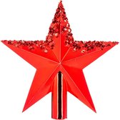 Kerst ster crest - Rood druppels - 22cm