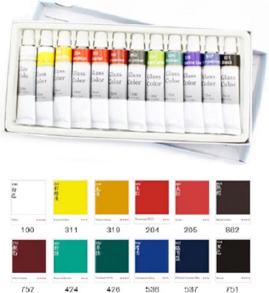 Foto: Memory glas verf 12x12 ml fine colours